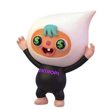 NOPI, the ENTROPI mascot, celebrating
